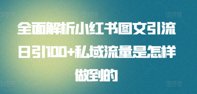 暴力引流 小红书图文引流日引100私域全面拆解【打粉人必看】-资源之家