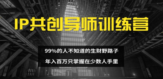 IP共创导师训练营 99%的人不知道的生财野路子 只掌握在少数人手里-资源之家 IP共创导师训练营 99%的人不知道的生财野路子 只掌握在少数人手里-资源之家
