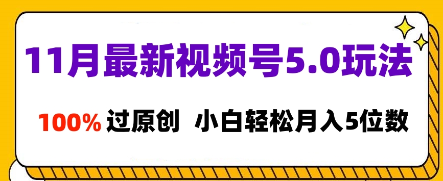 11月最新视频号5.0玩法,100%过原创,小白轻松月入5位数-资源之家 11月最新视频号5.0玩法,100%过原创,小白轻松月入5位数-资源之家