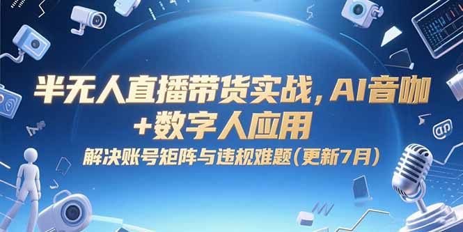 半无人直播带货实战，AI音咖+数字人应用 解决账号矩阵与违规难题(更新7月