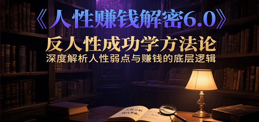 人性赚钱解密6.0，反人性成功学方法论，深度解析人性弱点与赚钱的底层逻辑