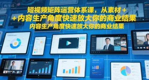 【精】短视频矩阵运营体系课，从素材+内容生产角度快速放大你的商业结果