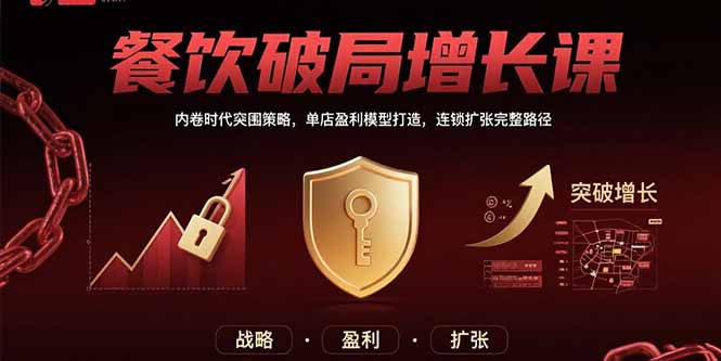 餐饮破局增长课：内卷时代突围策略，单店盈利模型打造，连锁扩张完整路径