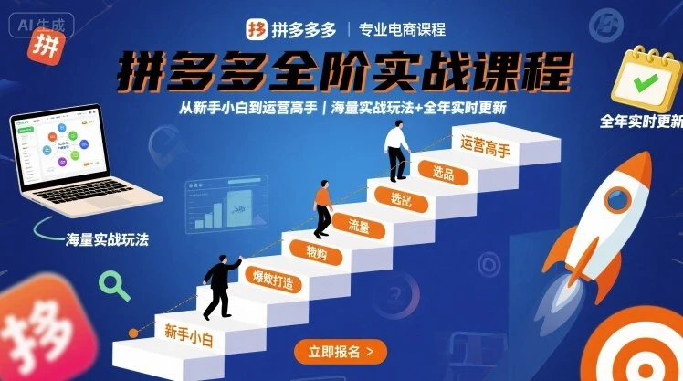 【精】拼多多全阶实战课程,从新手小白到运营高手,海量实战玩法+全年实时更新【2025年9月更新】-资源之家 【精】拼多多全阶实战课程,从新手小白到运营高手,海量实战玩法+全年实时更新【2025年9月更新】-资源之家