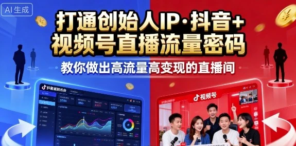 【精】25年直播9-10两期线下课，打通创始人IP，抖音+视频号直播流量密码，教你做出高流量高变现的直播间