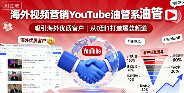 【精】海外视频营销YouTube油管系列课程，吸引海外优质客户
