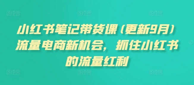 【精】小红书笔记带货课(更新25年9月)流量电商新机会，抓住小红书的流量红利