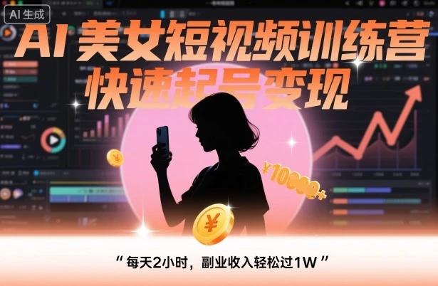 【精】AI美女短视频训练营,快速起号变现,每天2小时,副业收入轻松过1W-资源之家 【精】AI美女短视频训练营,快速起号变现,每天2小时,副业收入轻松过1W-资源之家