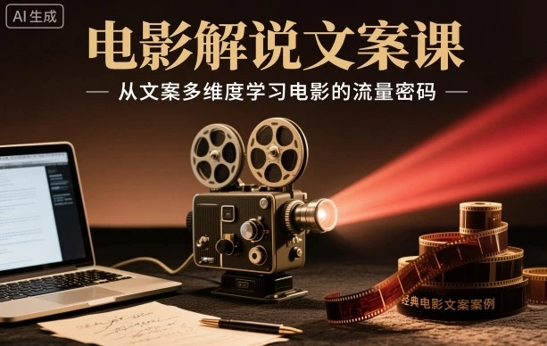 【精】电影解说文案课，从文案多维度学习电影的流量密码