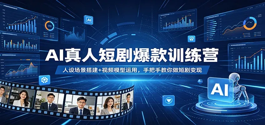 AI真人短剧爆款训练营：人设场景搭建+视频模型运用，手把手教你做短剧变现