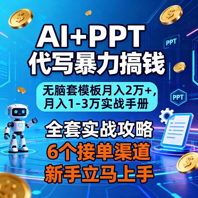 (16783期)AI+PPT代写暴力搞钱:无脑套模板月入2万+,月入1-3万实战手册-资源之家 (16783期)AI+PPT代写暴力搞钱:无脑套模板月入2万+,月入1-3万实战手册-资源之家
