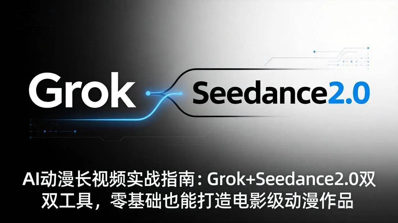 （18153期）AI动漫长视频实战指南：Grok+Seedance2.0双工具，零基础也能打造电影级动漫作品