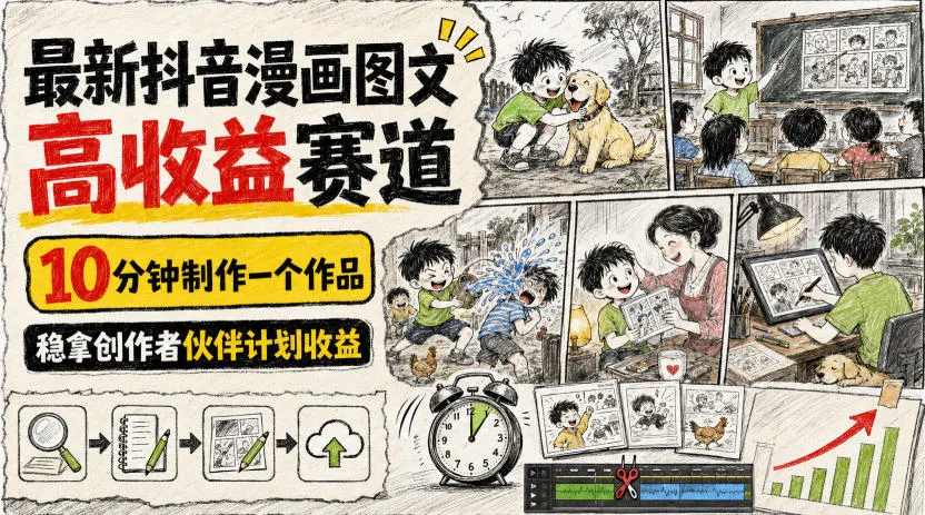 最新抖音漫画图文高收益赛道,10分钟制作一个作品,稳拿创作者伙伴计划收益 最新抖音漫画图文高收益赛道,10分钟制作一个作品,稳拿创作者伙伴计划收益