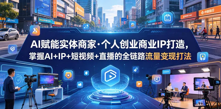 【精】AI赋能实体商家·个人创业商业IP打造，掌握AI+IP+短视频+直播的全链路流量变现打法