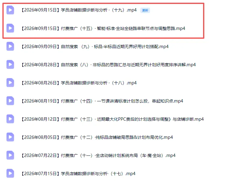 2026淘宝电商终局之战VIP课-更新0920：自然搜索+直通车+无界+精准人群，系统掌握测款动销与全店推广布局方法