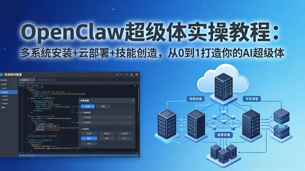 【精】OpenClaw-小龙虾 AI超级体实战指南：多系统安装+云部署+技能创造，从0到1构建你的被动收入项目
