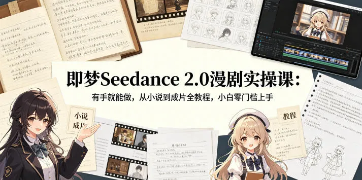 【精】即梦Seedance 2.0漫剧实操课：有手就能做，从小说到成片全教程，小白零门槛上手