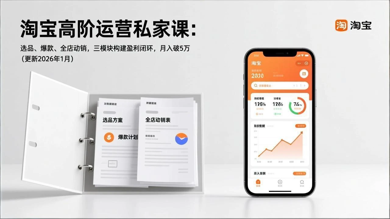 【精】淘宝高阶运营私家课：选品、爆款、全店动销，三模块构建盈利闭环，月入破5万（更新26年1月）