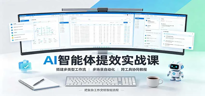 AI智能体提效实战课：搭建多类型工作流，多场景自动化，跨工具协同教程