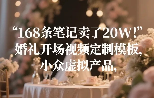 168条笔记卖了20W！婚礼开场视频定制模板，小众虚拟产品