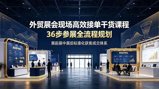 （19157期）外贸展会现场高效接单干货课程，36步参展全流程规划，展前展中展后标准化获客成交体系