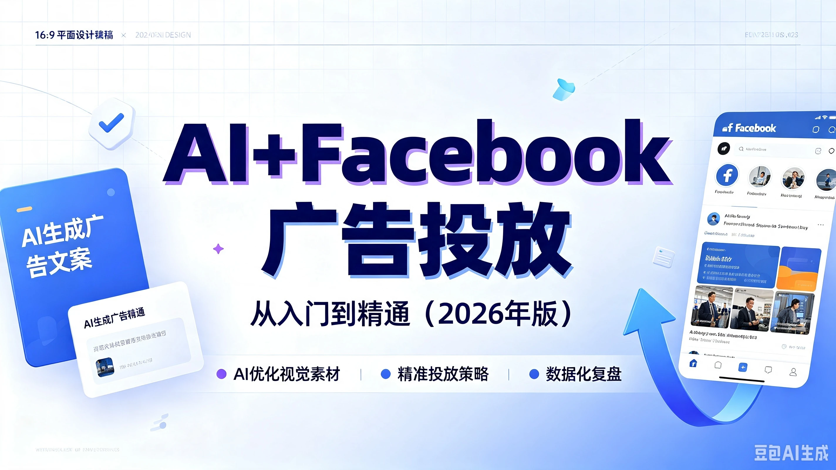 【精】AI+Facebook广告投放，从入门到精通（2026年版），AI优化视觉素材、精准投放策略、数据化复盘