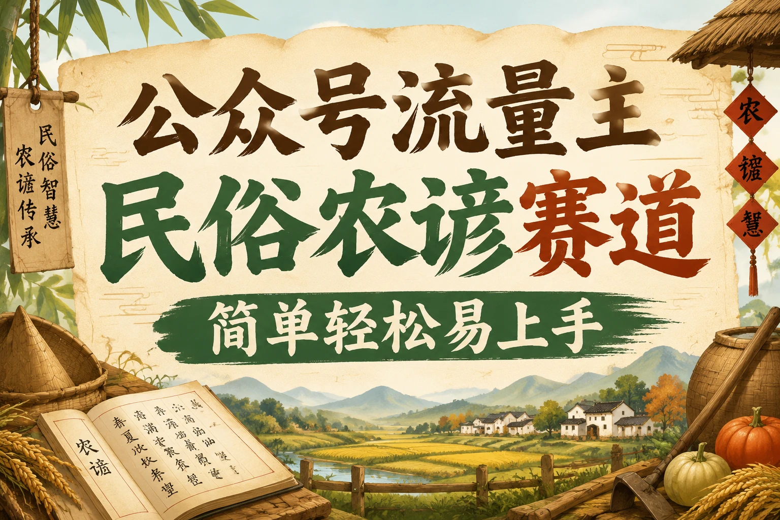 公众号流量主民俗农谚赛道，靠老祖宗留下的农谚写预测，选题不愁，结构固定，小白好上手！