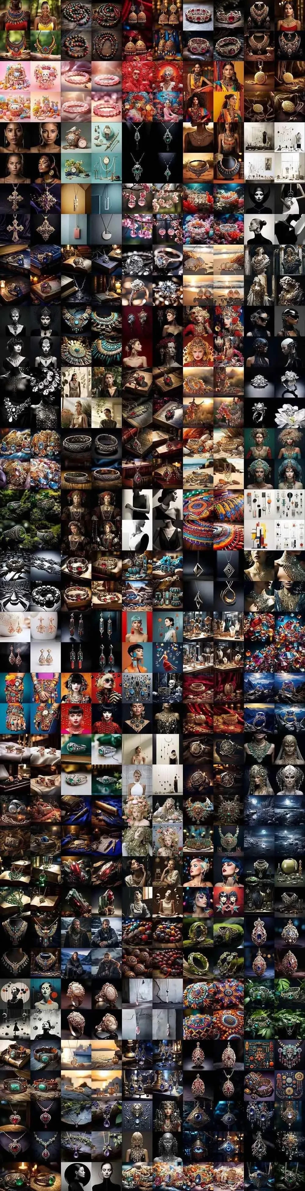 460+专业Midjourney珠宝摄影AI提示词+成效果图,戒指/项链/耳环/手链/宝石/及奢侈配饰等全品类