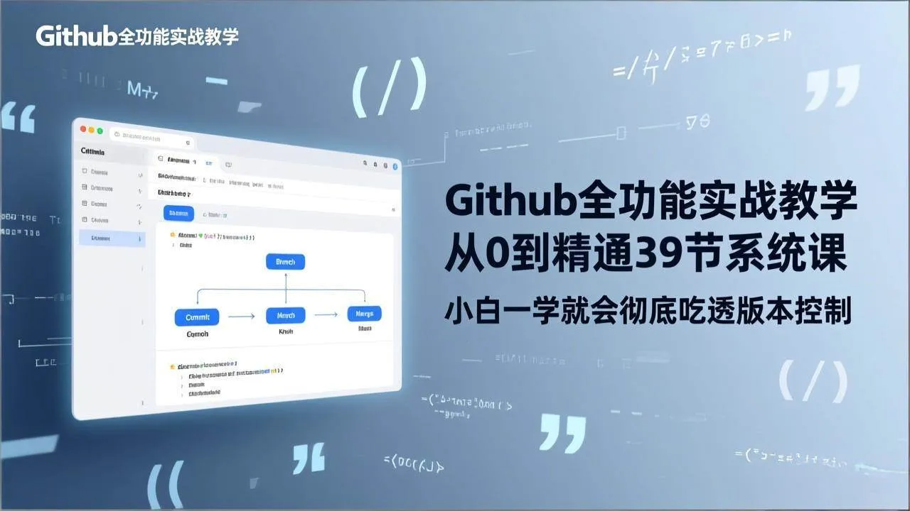（17501期）GitHub-全功能实战教学，从0到精通39节系统课，小白一学就会彻底吃透版本控制