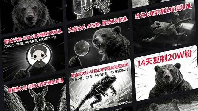 （17376期）情绪放大镜-动物心理学爆款短视频课，文案公式、AI生图、多平台变现，14天复制20W粉