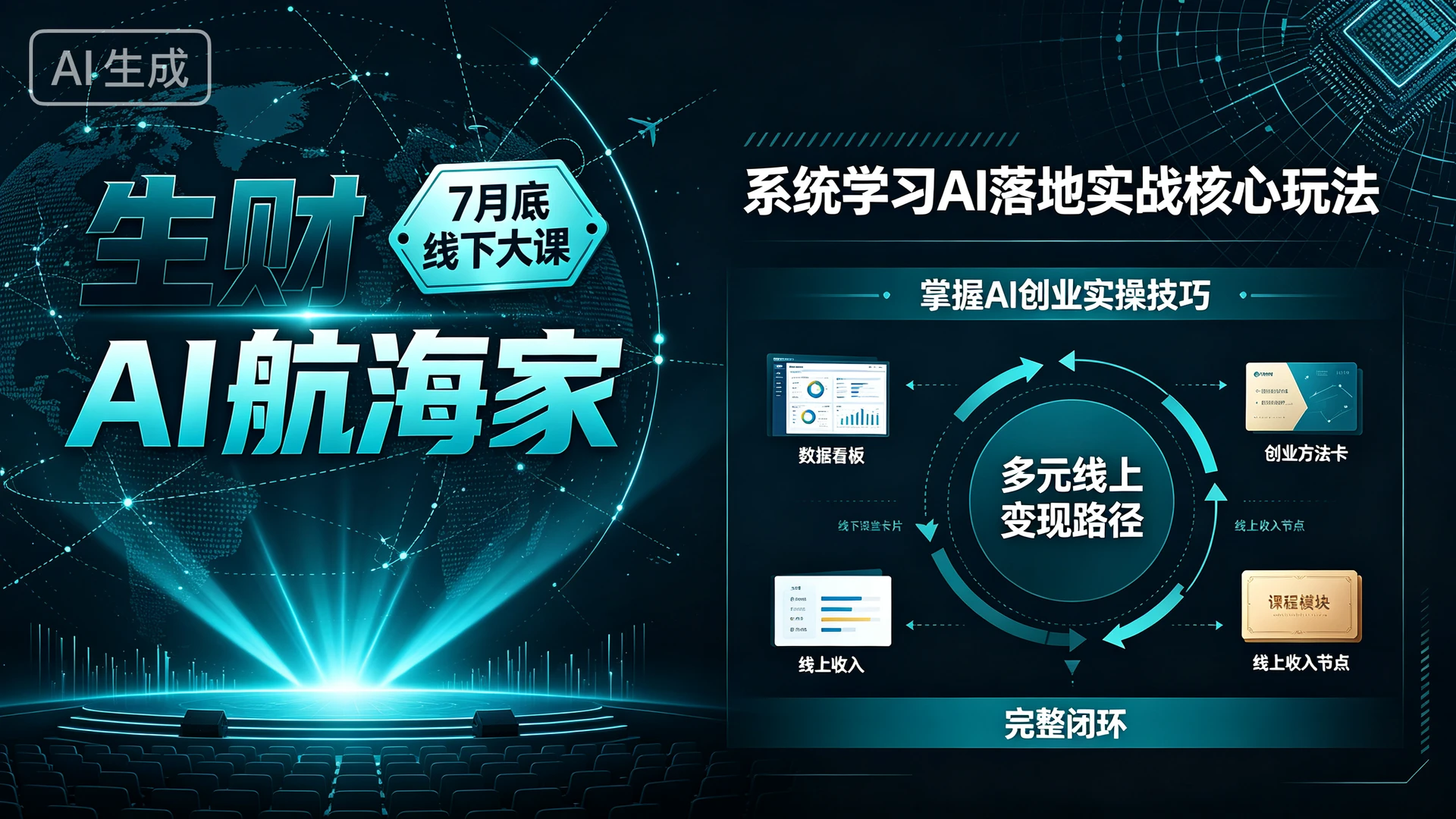 【精】生财AI航海家7月底线下大课，带你系统学习AI落地实战核心玩法，掌握AI创业实操技巧解锁多元线上变现路径的完整闭环