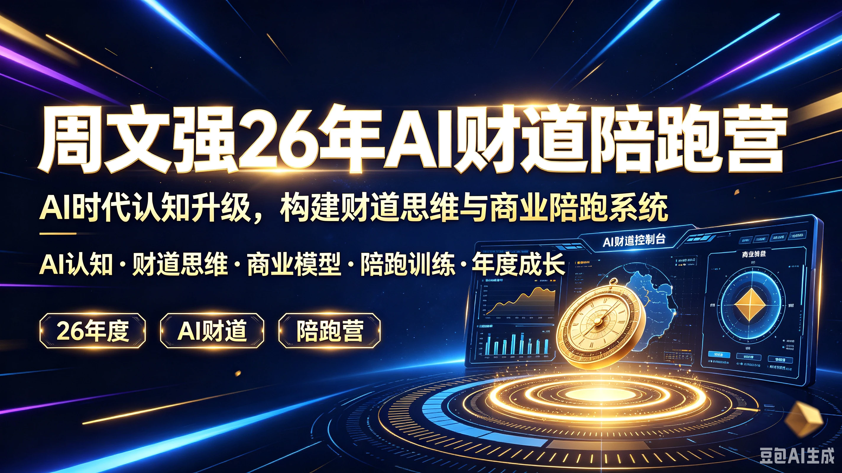 【精】周文强26年AI财道陪跑营，AI时代认知升级，构建财道思维与商业陪跑系统，AI认知、财道思维、商业模型、陪跑训练、年度成长青业城盘