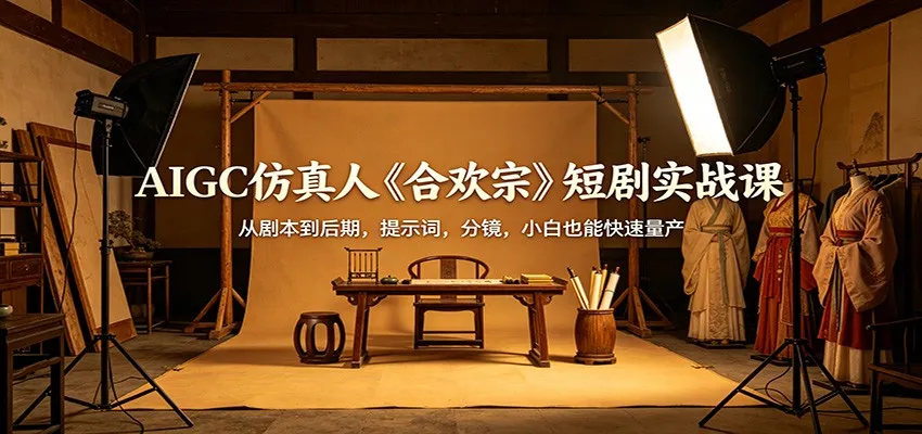 AIGC仿真人《合欢宗》短剧实战课：从剧本到后期，提示词，分镜，小白也能快速量产