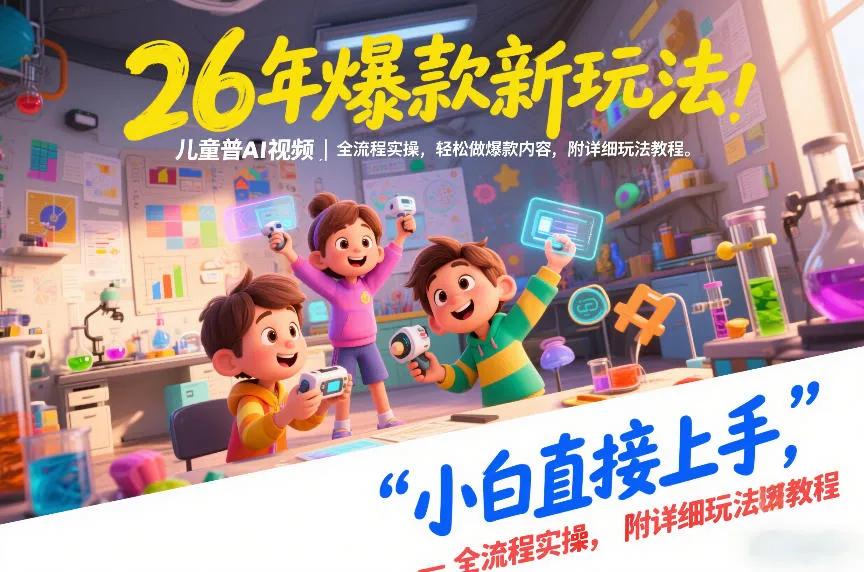 26年爆款新玩法,儿童科普AI视频,全流程实操,轻松做爆款内容,小白直接上手,附详细玩法教程 26年爆款新玩法,儿童科普AI视频,全流程实操,轻松做爆款内容,小白直接上手,附详细玩法教程