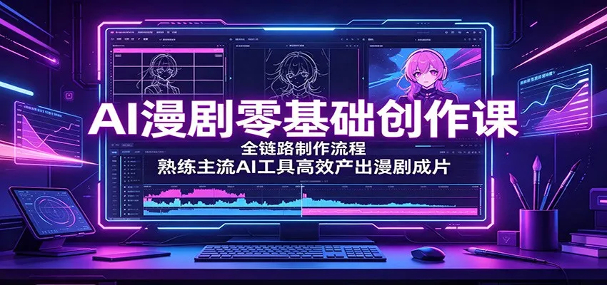 AI漫剧零基础创作课：全链路制作流程，熟练主流AI工具高效产出漫剧成片