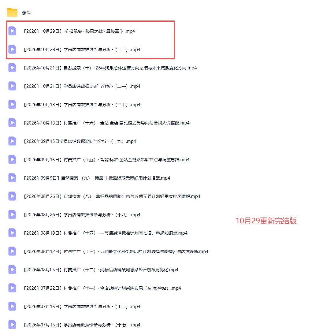 2026淘宝电商终局之战VIP课-更新1029：自然搜索+直通车+无界+精准人群，系统掌握测款动销与全店推广布局方法
