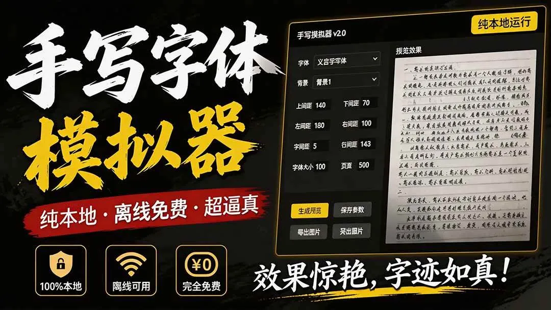 (19810期)罚抄神器!罚抄10万字都不在怕了,手写字体模拟生成器,附带新整理背景图和字体,纯本地离线运行 (19810期)罚抄神器!罚抄10万字都不在怕了,手写字体模拟生成器,附带新整理背景图和字体,纯本地离线运行