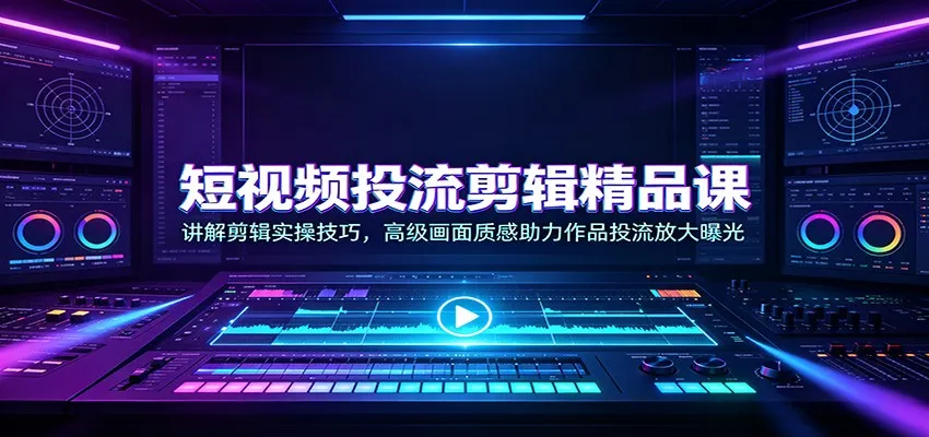 短视频投流剪辑精品课：讲解剪辑实操技巧，高级画面质感助力作品投流放大曝光
