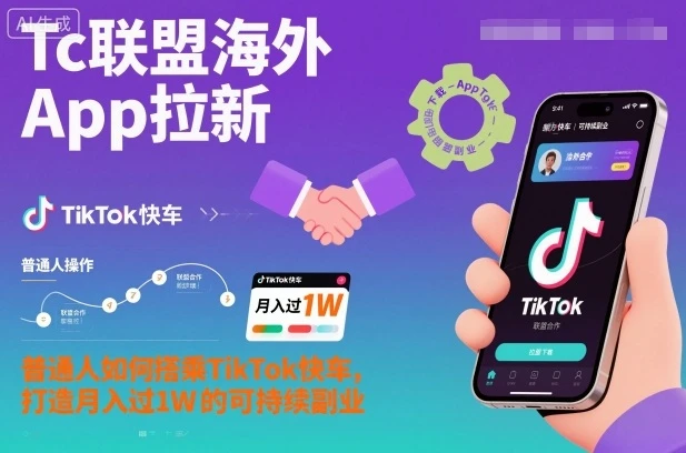 【精】Tc联盟海外App拉新：普通人如何搭乘TikTok快车，打造月入过1W的可持续副业
