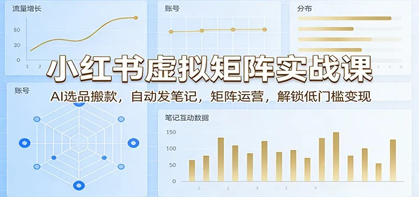 小红书虚拟矩阵实战课：AI选品搬款，自动发笔记，矩阵运营，解锁低门槛变现