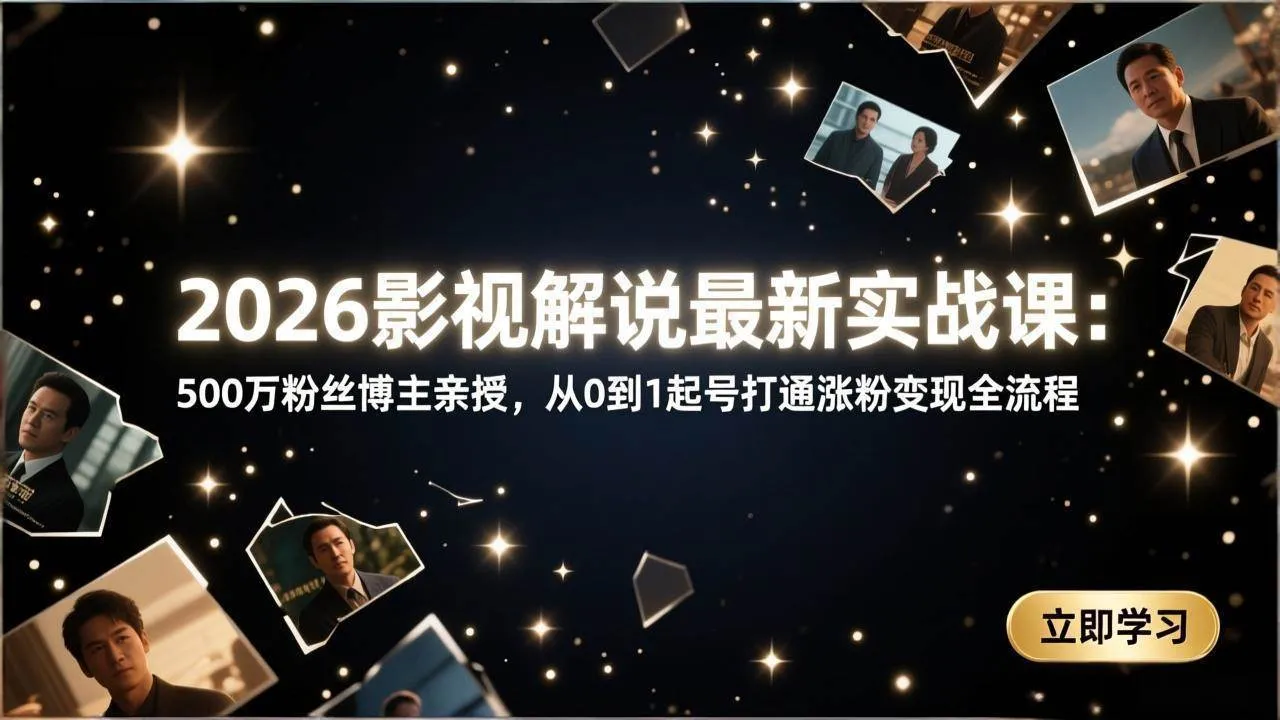 （17530期）2026影视解说最新实战课：500万粉丝博主亲授，从0到1起号打通涨粉变现全流程