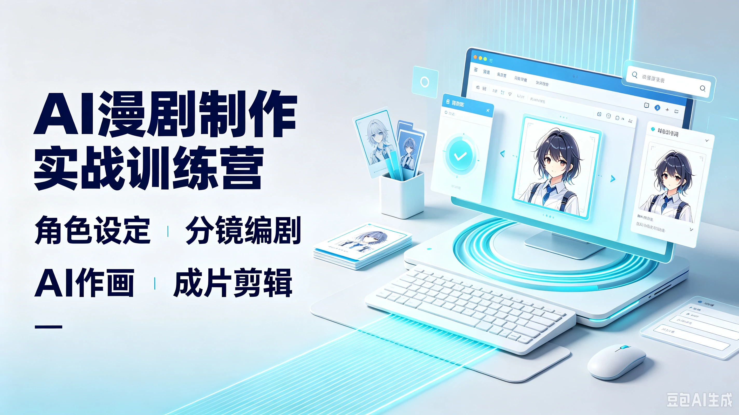 【精】AI漫剧制作实战训练营，角色设定、分镜编剧、AI作画、成片剪辑