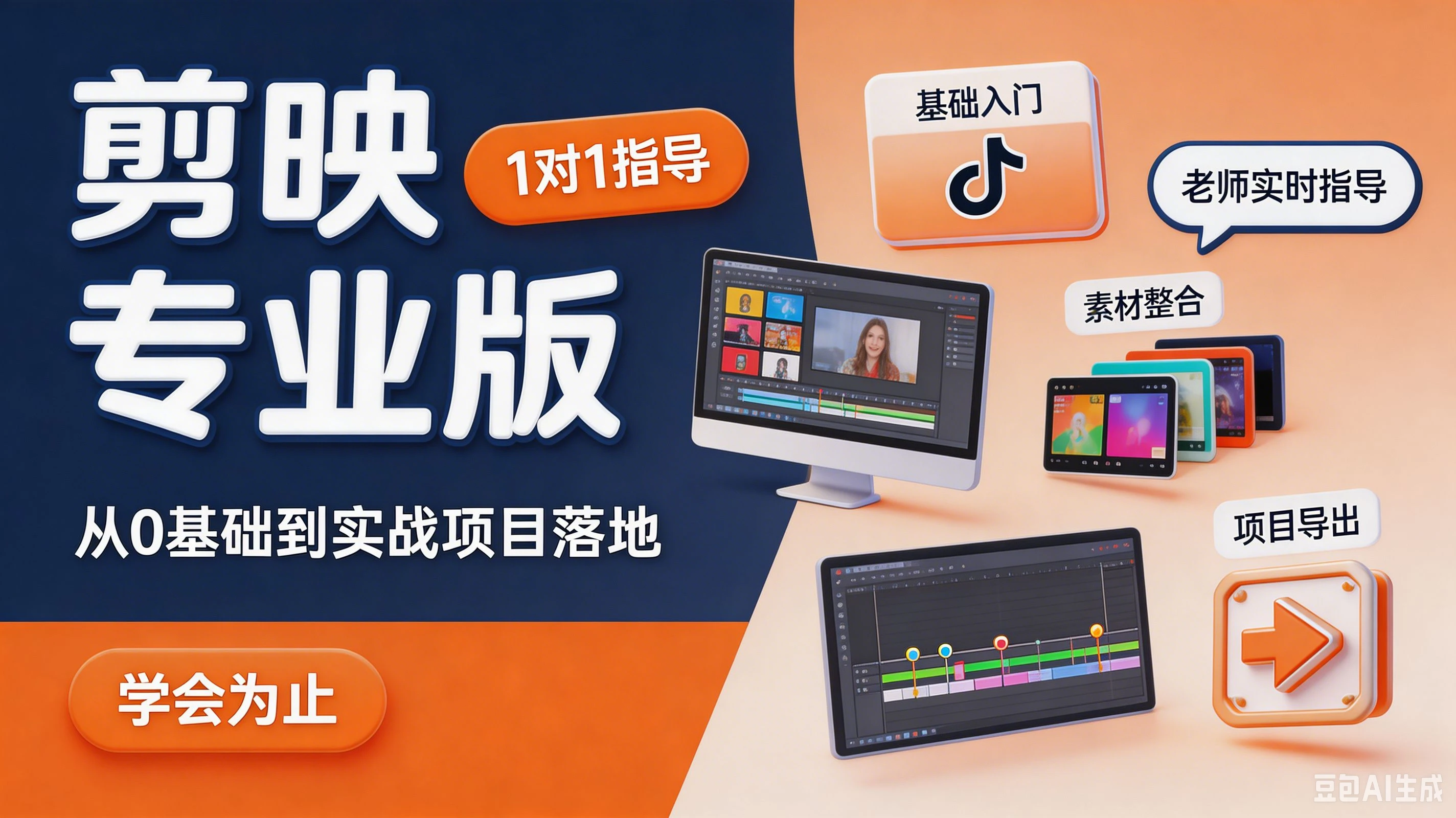 【精】剪映专业版，从0基础到实战项目落地，1对1指导 学会为止