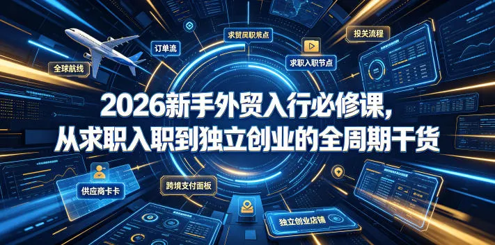 2026新手外贸入行必修课,从求职入职到独立创业的全周期干货 2026新手外贸入行必修课,从求职入职到独立创业的全周期干货