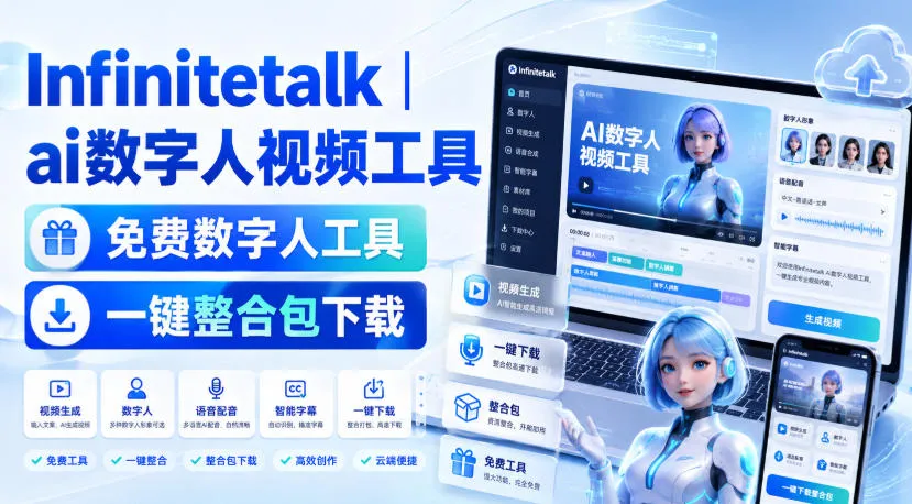 Infinitetalk丨ai数字人视频工具,免费数字人工具,一键整合包下载