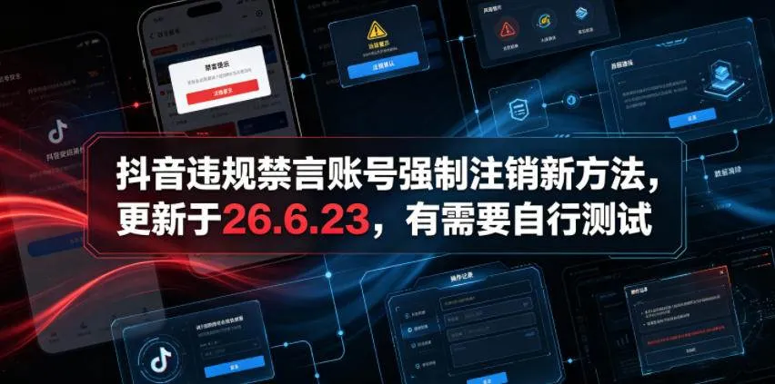 (19015期)抖音违规禁言账号强制注销新方法,更新于26.6.23,有需要自行测试-资源之家 (19015期)抖音违规禁言账号强制注销新方法,更新于26.6.23,有需要自行测试-资源之家