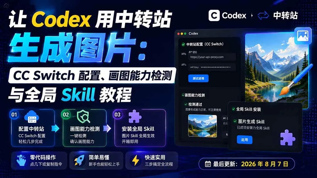 (19777期)让 Codex 用中转站生成图片:CC Switch 配置、画图能力检测与全局 Skill 教程 (19777期)让 Codex 用中转站生成图片:CC Switch 配置、画图能力检测与全局 Skill 教程