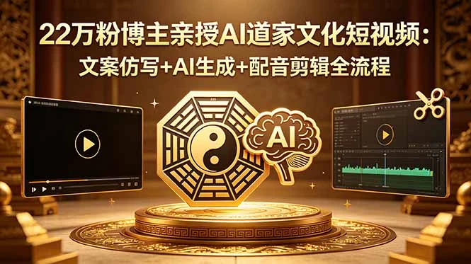 22万粉博主亲授AI道家文化短视频：文案仿写+AI生成+配音剪辑全流程
