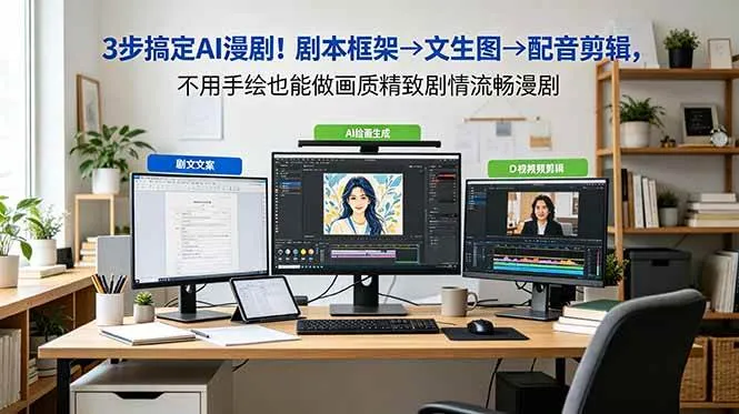 （18866期）3步搞定AI漫剧！剧本框架→文生图→配音剪辑，不用手绘也能做画质精致剧情流畅漫剧