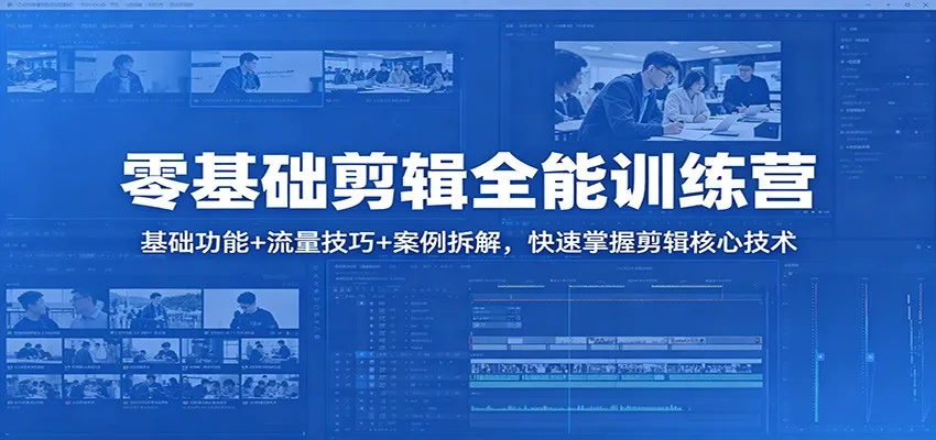 零基础剪辑全能训练营：基础功能+流量技巧+案例拆解，快速掌握剪辑核心技术